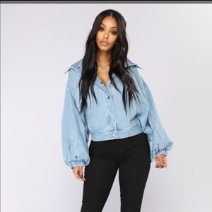 FashionNova -Trixie Girl Denim Jacket- Medium wash